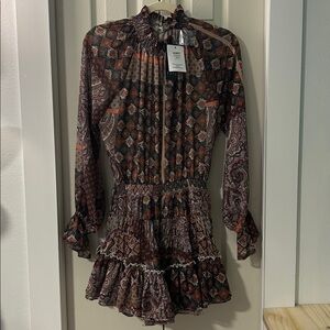 NWT Fate Patterned Long Sleeve Fall/Autumn Mini Dress